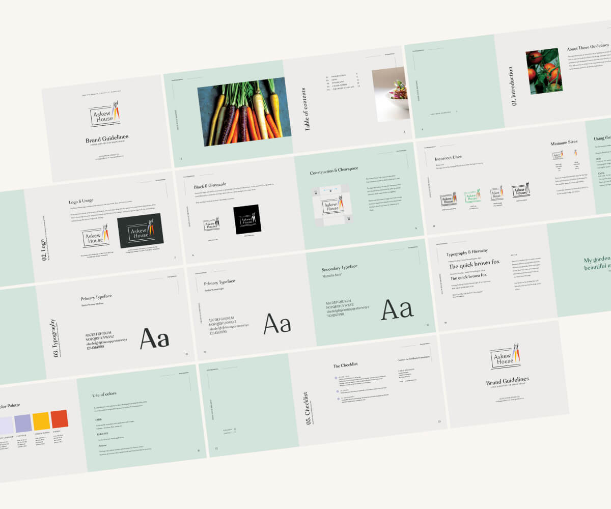 A brand guidelines document layout, showcasing the detailed elements that ensure a consistent brand identity