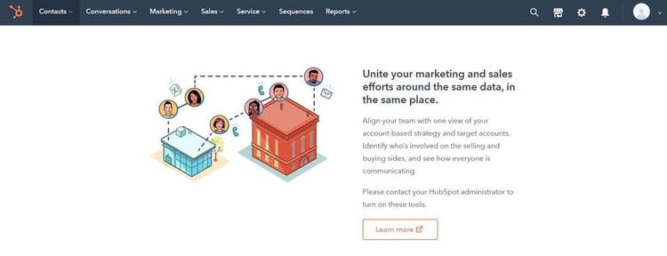 Hubspot’s “Target Accounts” feature lets you coordinate sales and marketing activities in a single place.