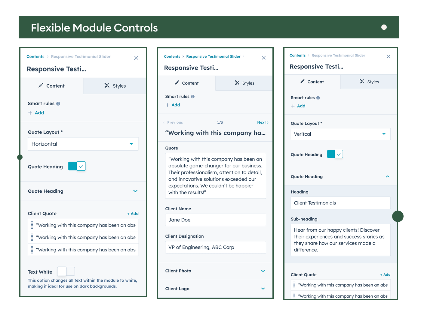 responsive_testimonial_slider_configuring_the_module_content