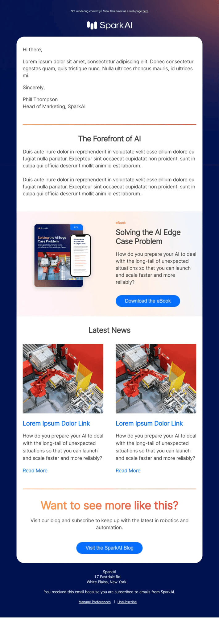 SparkAI Newsletter with Message SparkAI Newsletter with Message