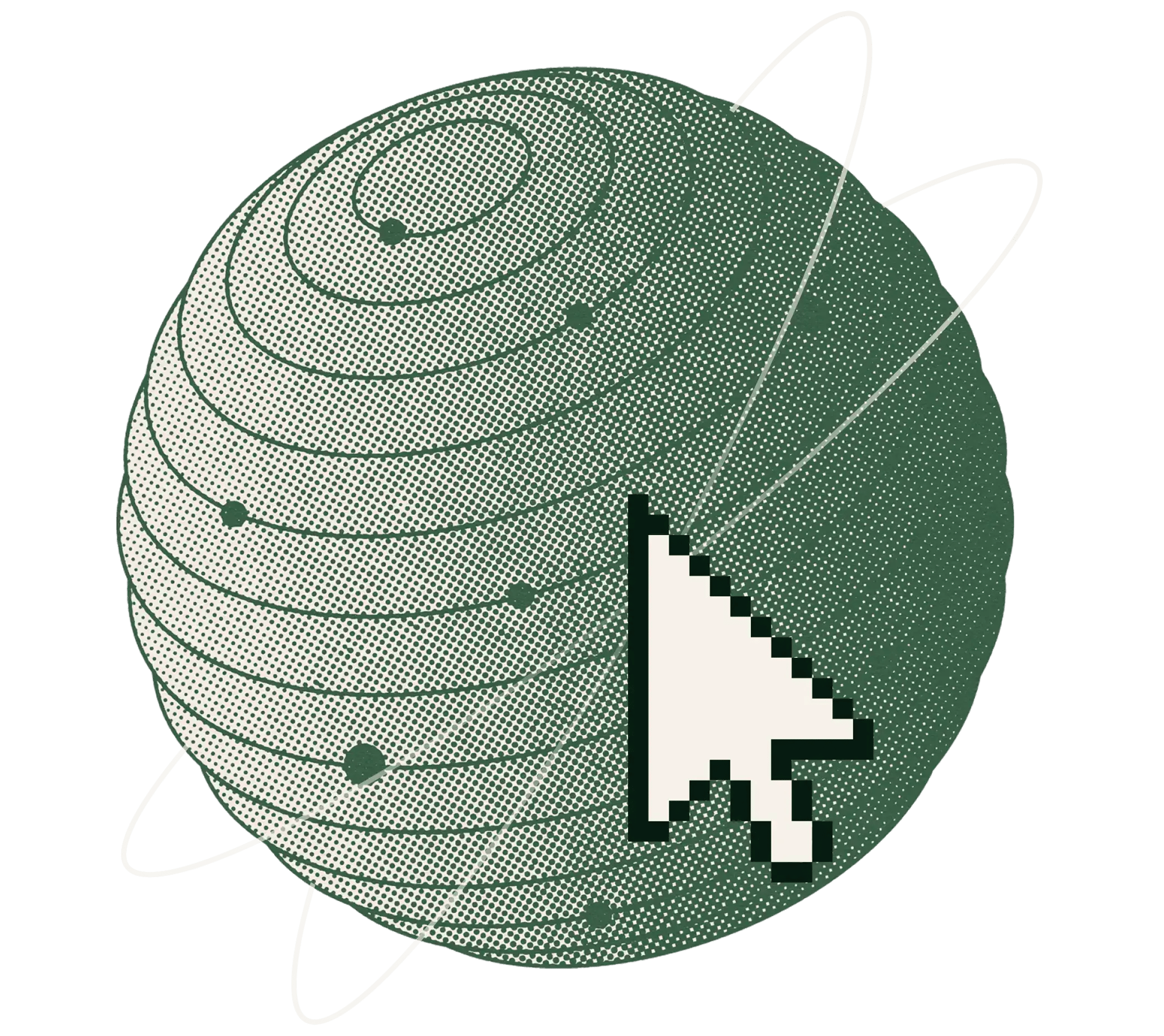 A beautiful Vaulted-designed custom graphic with a mouse cursor over a globe.