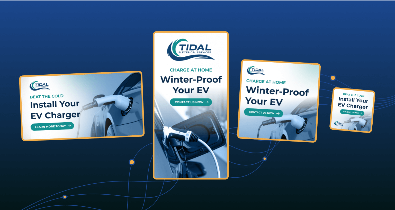 Screenshots of the Tidal Electrical Services optimized landing page on various devices