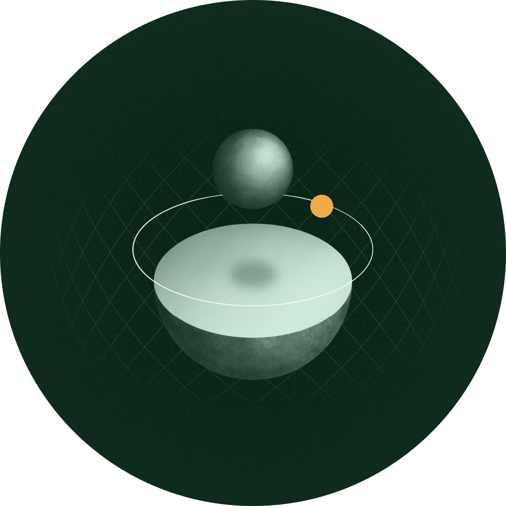 Abstract green and beige illustration symbolizing a stable foundation for B2B websites — HubSpot CMS as a platform built to balance design, marketing, and CRM.